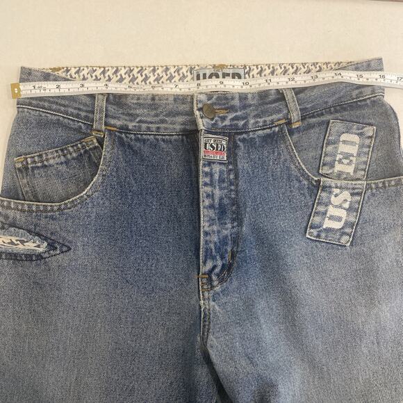 Get Used Vintage Refurbished 90’s Barrel Denim Pants 32”w 31” L Patches - Picture 10 of 11